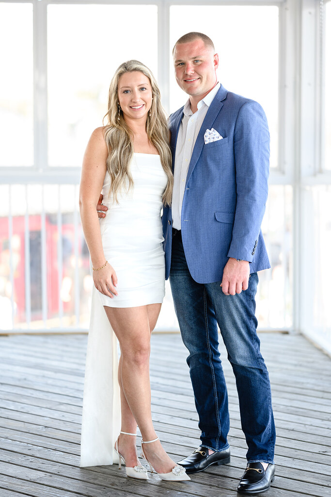 McKenzie and Robby on the deck at their Wicked Tuna rehearsal dinner in Murrells Inlet